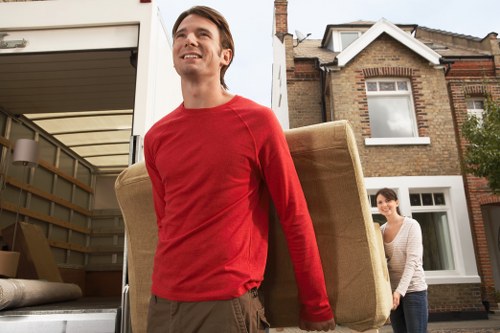 Van transport service with packed boxes and furniture